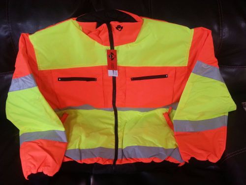WW 300C-3 Reflective Rain Res. Safety Jacket Orange/Yellow Reversible Black 2X