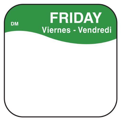 Daymark 1100375 dissolvemark day of the week trilingual dissolvable label, for sale