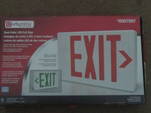 New UTILITECH LED Exit Sign Dual-Color Red Or Green  0007097