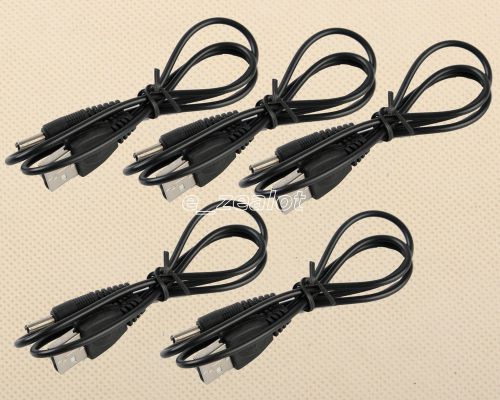 5pcs NEW USB 2.0 A to 3.5mm Barrel Connector Jack DC Power Cable 0.7m Perfect