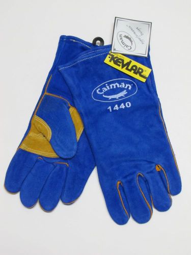 Caiman 1440 one size fits all reinforced palm and thumb welding glove blue nwt for sale