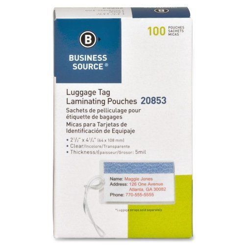 Business Source Laminating Luggage Tag Pouch - 2.50&#034; Width X 4&#034; Length X 5 Mil