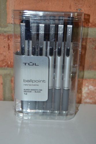 Tul Ballpoint Pens Medium 1.0 mm Super Smooth Ink 12 Pack (Black) NIP