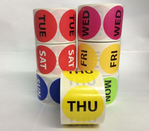 1 ROLL 500 2&#034; ROUND YELLOW THURSDAY DAY OF THE WEEK INVENTORY LABELS
