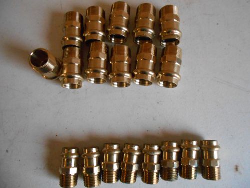 Lot of 19 viega propress brass male fittings, 3/4&#034; x 3/4&#034;  &amp; 1/2 x 1/2&#034; for sale