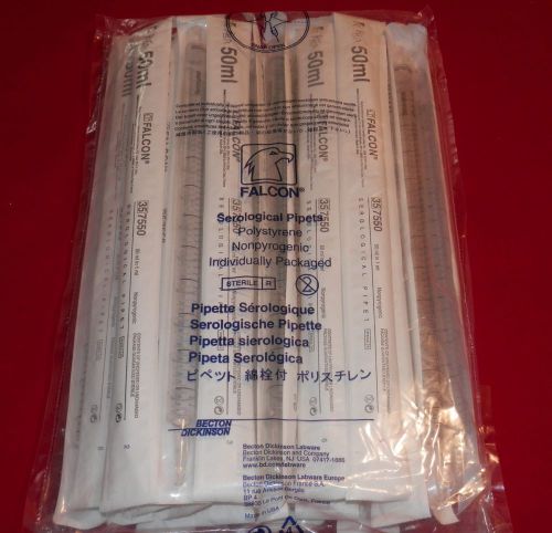 FALCON #357550  SEROLOGICAL PIPET POLYSTYRENE 50ML IN 1ML, BAG OF 25 NEW
