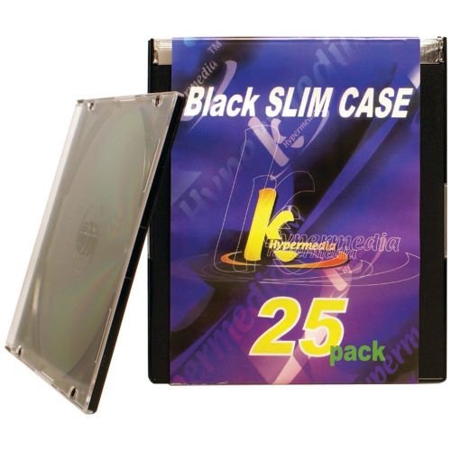 CD/DVD Cases New unopened 25 pack- Black w/ Clear front Slim by KHypermedia