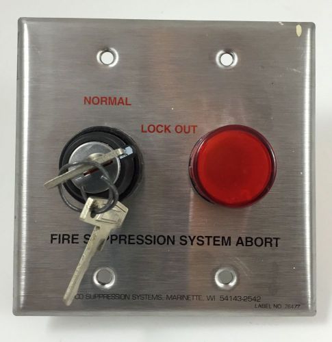 Ansul Fire Suppression System Abort Switch 76477 with keys And Backbox
