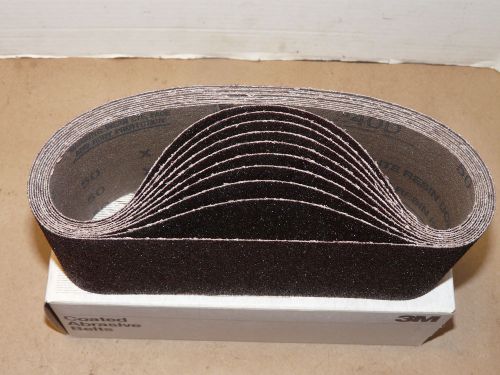 Box (10) 3M 240D THREE-M-ITE 50 Grit 4 x 24 Coated Abrasive Belt Sandpaper INV