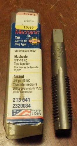 MASTER MECHANIC TAP 3/4&#034; - 10NC PLUG TYPE 213 041 NOS Made in USA New
