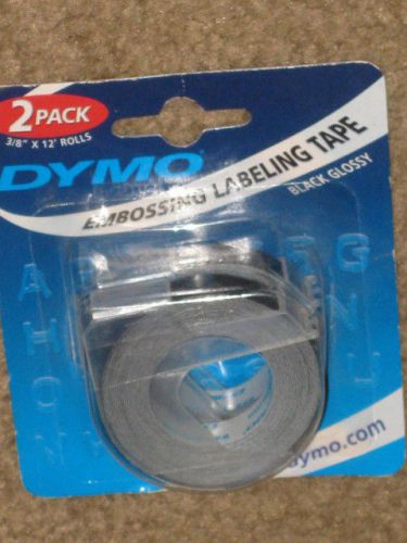New 3 pacl DYMO Black Glossy Embossing Tape 3/8&#034;x12&#039; each #500541