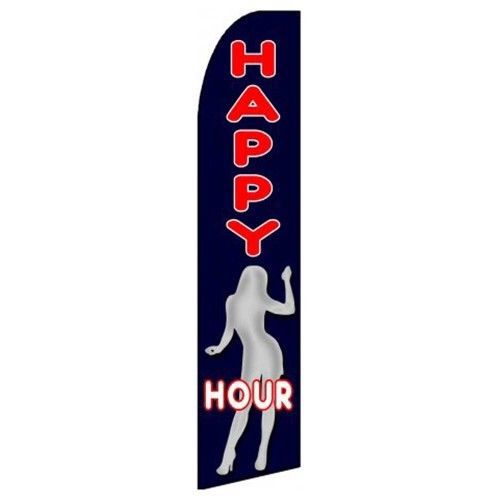 Happy Hour Premium Swooper Flag Feather Sign Banner 15ft made in USA (one)