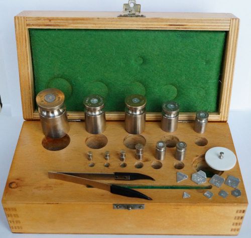 Weights set chirana vintage scale balances kit in original wooden big box czech for sale
