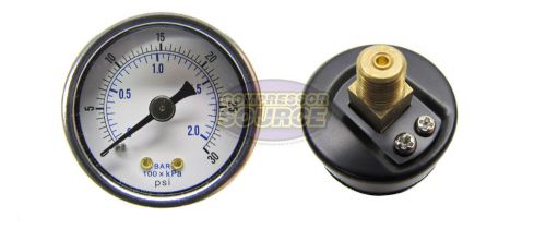 1/8&#034; npt air compressor / hydraulic pressure gauge 0-30 psi back mount 1.5&#034; face for sale