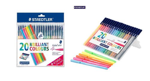 STAEDTLER Triplus Fibre Tip Pens Pack of 20 Brilliant Color Plus 6 Neon - 1mm