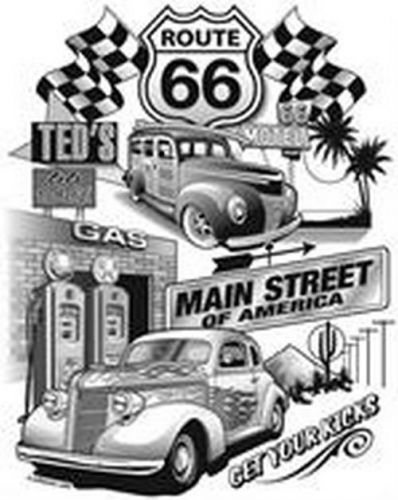 Route 66 Classic Car Hot Rod Vintage Cars Heat Transfer - 6 Pieces