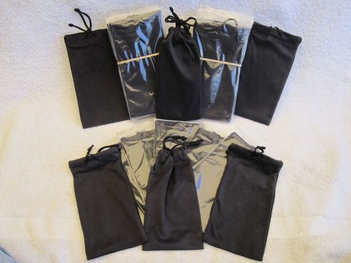 *175  MICROFIBER  BLACK DRAWSTRING  POUCHES - 6&#034; X 3&#034; - GREAT FOR EBAY SELLERS*
