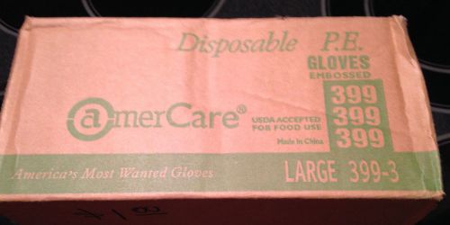 Amercare Disposable Polyethylene Gloves Embossed USDA Approved Large 399-3