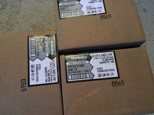 3 Boxes Of 100 METABO 4 1/2&#034;x.040x7/8&#034; USA METAL SLICER WHEEL
