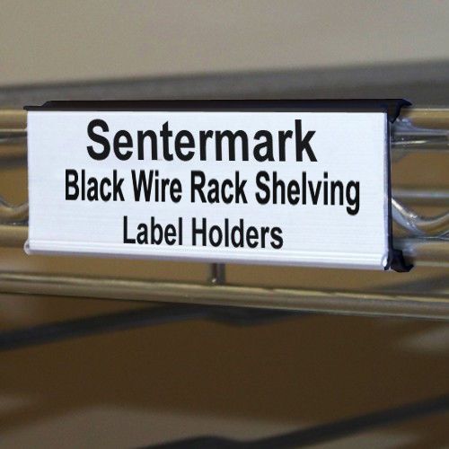 Black wire shelf label holders 2&#034; for metro &amp; nexel style shelving - pack of 25 for sale