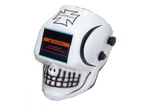 White  Skull face Welding Helmet Weld Mask Solar Auto-Darkening mig arc tig