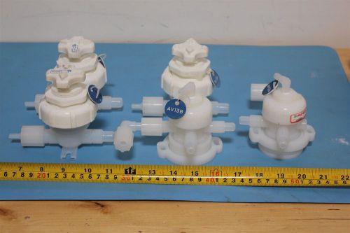 (5) FLUOROWARE/FURON HIGH PURITY MANUAL/PNEUMATIC TEFLON DIAPHRAGM VALVES