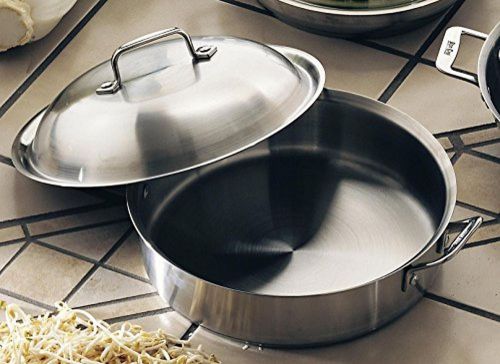 Bon Chef 60001 Stainless Steel Induction Bottom Cucina Saute Pan, 4 quart Length