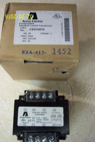 Acme electric ce010075 industrial control transformer single phase 75va hvac new for sale
