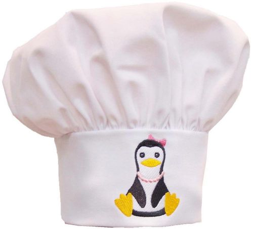 Penguin Girl Chef Hat Fancy Bird Dressed Up Pearls Bow Monogram Get White Now!