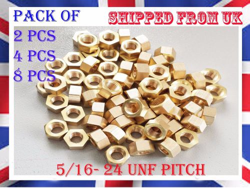 Brass Hex Nut UNF 5/16-24, 24 Pitch UNF Threads Pack of 2,4,8