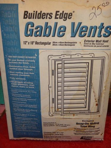 Builders edge 12 x 18&#034; white rectangular vinyl gable vent for sale