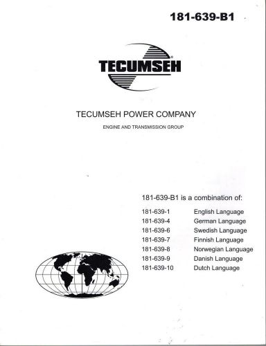 TECUMSEH ENGINES and TRANSMISSIONS OPERATOR&#039;S  MANUAL