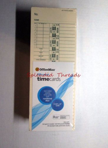 200 weekly time cards side print time clock acroprint 125/150 es700/900 num days for sale
