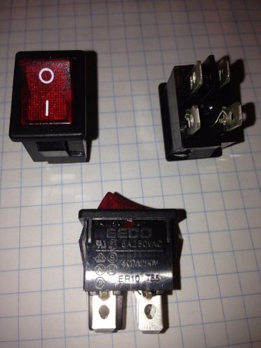 EECO brand 4 pin red/black rocker switch on/off 10-pack