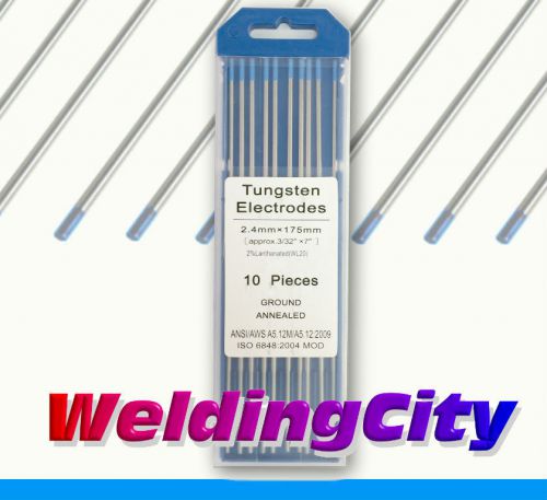 Weldingcity 10pk tungsten wl20 1/16&#034; x7&#034; 2.0% lanthanated blue tip tig electrode for sale