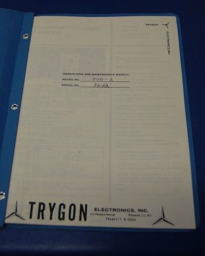 Trygon T50-2 Instruction &amp; Maintenance Manual