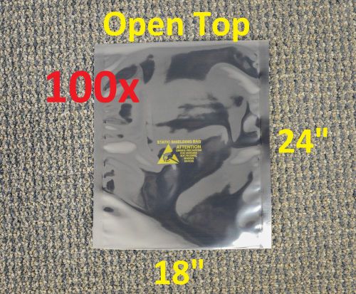 100 ESD Anti-Static Shielding Bags, 18&#034;x24&#034;in (Inner Diameter),Open-Top, 3.1mil