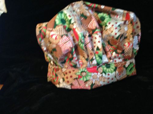 Christmas print Chef hat, cookies and gingerbread with silver size med (26&#034;)