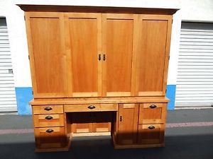 Custom desk unit with hutch 4 cabinet birch wood for sale