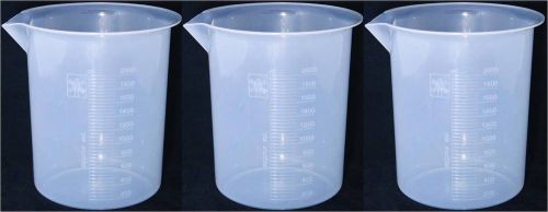 Polypropylene Plastic Beaker - 2000 ml Plastic Opaque - Pack of Three