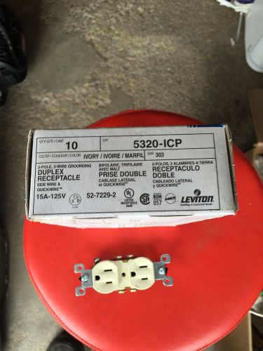 New leviton duplex outlets 10 to pkg 3 wire 2 pole grounding ivory for sale