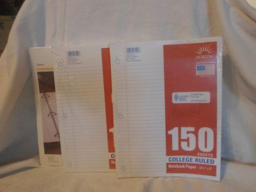 Filler Paper College Ruled 3 Packs 150 Sheets Each Notebook Paper 10 1/2&#034; X 8&#034;