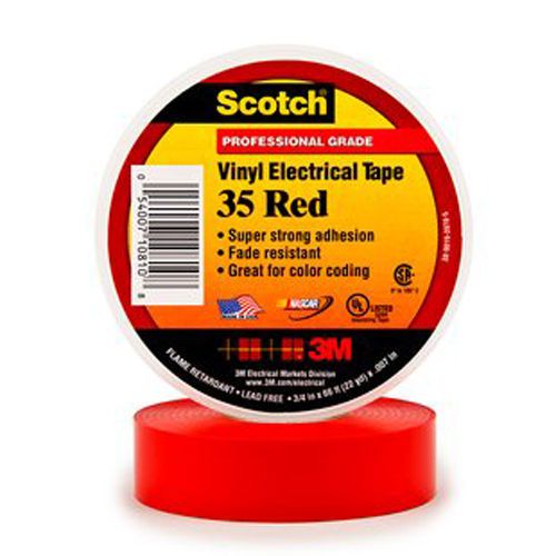3m 35 red vinyl electrical tape - 3/4&#034; x 66ft (22yds) 10 pack for sale