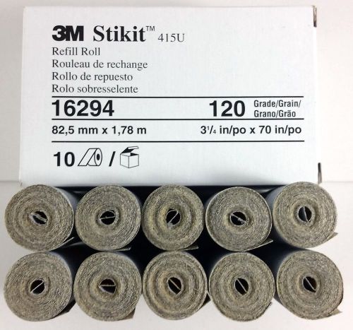 Rolls of Sand Paper - 3M Stikit 415U 3 1/4&#034; x 70&#034; 120G Sanding Refill Rolls 10pk