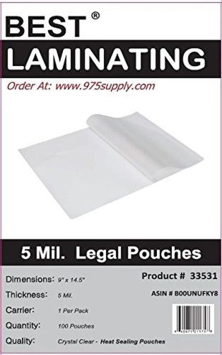 Best Laminating - 5 Mil Clear Legal Size Thermal Laminating Pouches - 9 X 14....