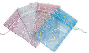 48 Assorted Size Drawstring Fancy Silk Pouch Bags