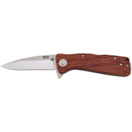 Sog twi24-cp twitch knife with wood handle (xl, 3.25&#034; blade) for sale