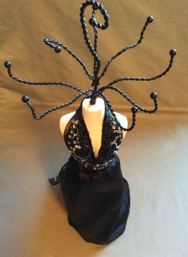 Medusa Head Jewelry Display, Woman Dress Form with Formal Black Dress
