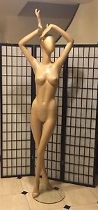 Fiberglass Gold Glossy Female Mannequin Full Body Retail Fashion Clothes Display
