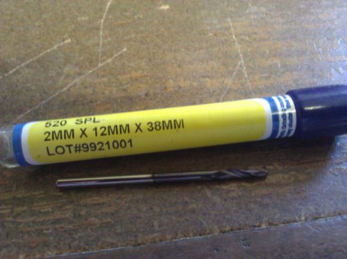 .0787&#034; 2mm STUB LENGTH TiAlN CARBIDE DRILL 2mm/.0787: X 12mm/.472&#034; X 38mm/1-1/2&#034;